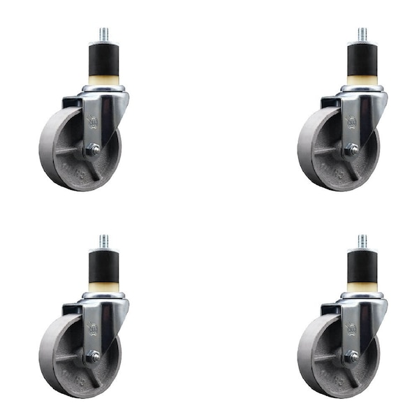 Service Caster 4'' Semi Steel Wheel Swivel 1-7/8'' Expanding Stem Caster Set, 4PK SCC-EX20S414-SSS-178-4 - main